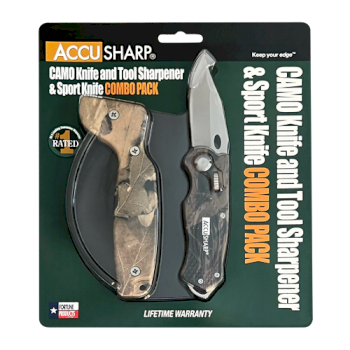 ACCUSHARP Sharpener and sport folding knife combo CAMO