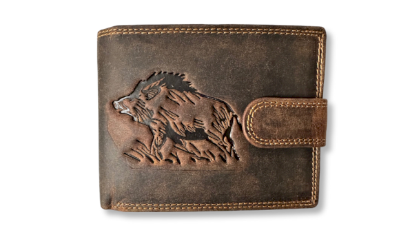 JAGERGLASS Leather wallet with hunting symbols