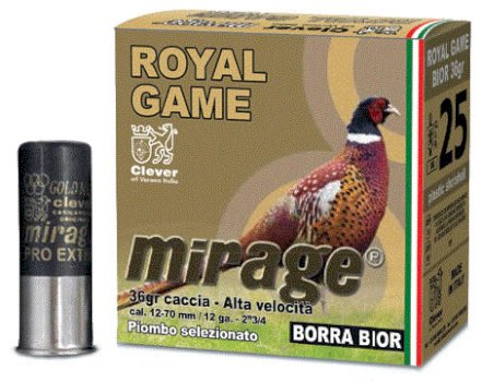 Patronas CLEVER MIRAGE 12/70 Royal Game 36g bez kont. Nr.3-4-5