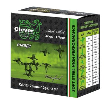 CLEVER Patronas MIRAGE 12/70 Soft Steel 32g Nr.1-2-3-4