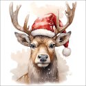 AMBIENTE Napkin DEER WITH SANTA HAT