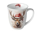 AMBIENTE Cup DEER WITH SANTA HAT, 400ml