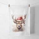 AMBIENTE Kitchen towel DEER WITH SANTA HAT