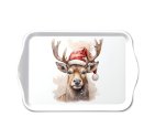 AMBIENTE Tray DEER WITH SANTA HAT