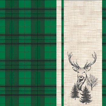 AMBIENTE Napkin DEER PLAID GREEN