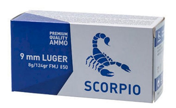 SCORPIO Cartridges 9mm Luger FMJ 8,0g
